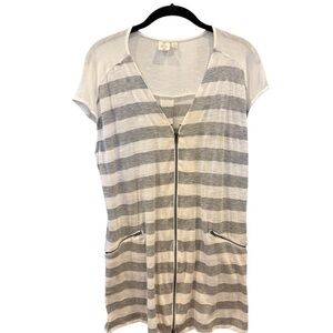St. Tropez West Women's Gray White Stripe Casual Shift Dress Size S